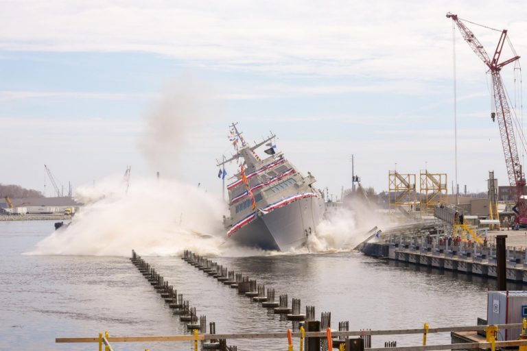 Littoral Combat Ship 31 (USS Cleveland) Christened And Launced